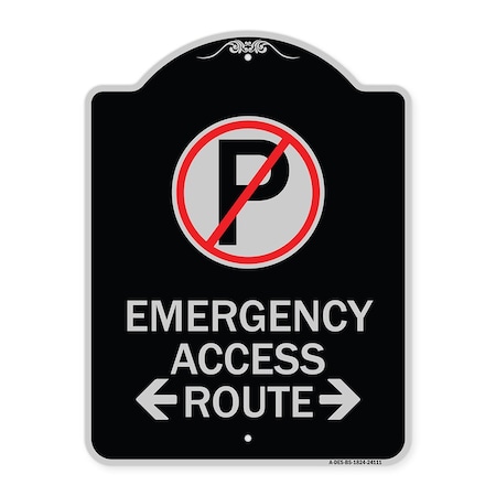 Signmission Emergency Access Route W/ Bidirectional Arrow Heavy-Gauge Aluminum Sign, 24" x 18", BS-1824-24111 A-DES-BS-1824-24111